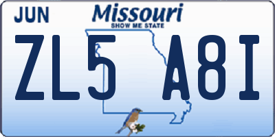 MO license plate ZL5A8I