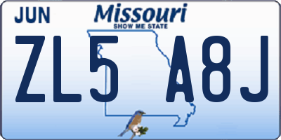 MO license plate ZL5A8J