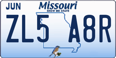MO license plate ZL5A8R