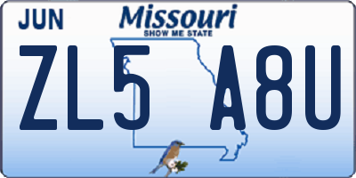MO license plate ZL5A8U