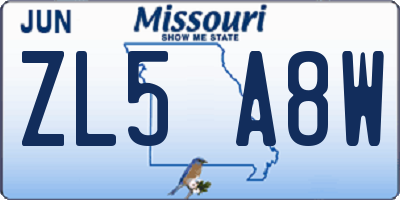 MO license plate ZL5A8W
