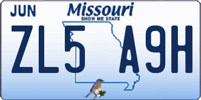 MO license plate ZL5A9H
