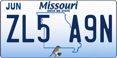 MO license plate ZL5A9N