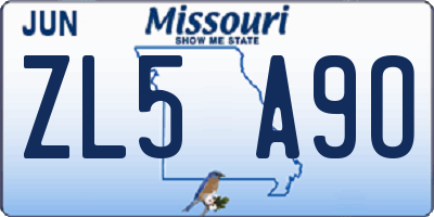MO license plate ZL5A9O