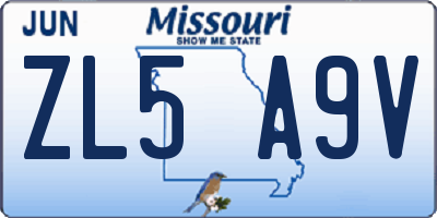 MO license plate ZL5A9V