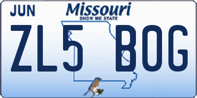 MO license plate ZL5B0G
