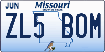 MO license plate ZL5B0M