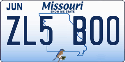 MO license plate ZL5B0O