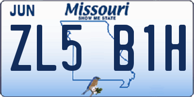 MO license plate ZL5B1H