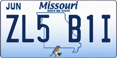 MO license plate ZL5B1I