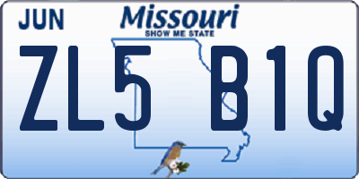 MO license plate ZL5B1Q