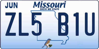 MO license plate ZL5B1U