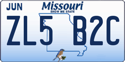 MO license plate ZL5B2C