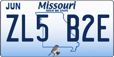 MO license plate ZL5B2E