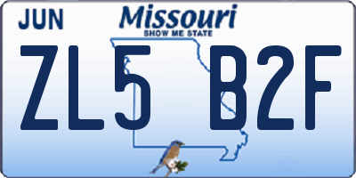 MO license plate ZL5B2F