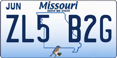 MO license plate ZL5B2G