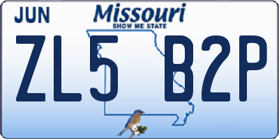 MO license plate ZL5B2P
