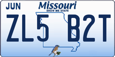 MO license plate ZL5B2T