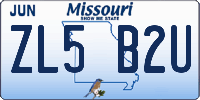 MO license plate ZL5B2U