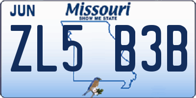 MO license plate ZL5B3B