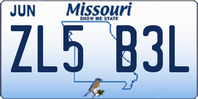MO license plate ZL5B3L