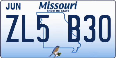 MO license plate ZL5B3O