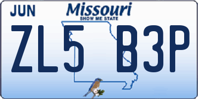 MO license plate ZL5B3P