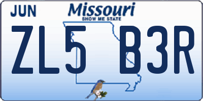 MO license plate ZL5B3R
