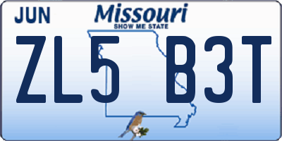 MO license plate ZL5B3T