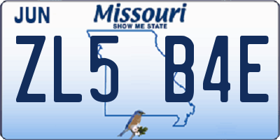 MO license plate ZL5B4E
