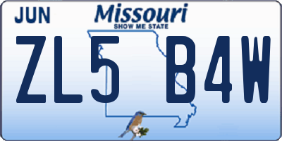 MO license plate ZL5B4W