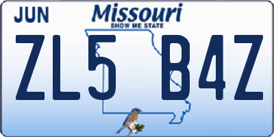 MO license plate ZL5B4Z