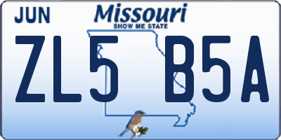 MO license plate ZL5B5A
