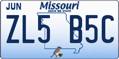 MO license plate ZL5B5C