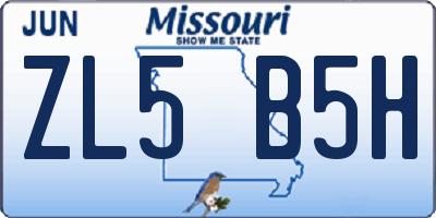 MO license plate ZL5B5H