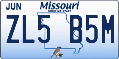 MO license plate ZL5B5M