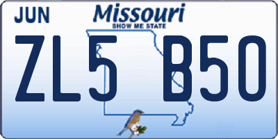 MO license plate ZL5B5O