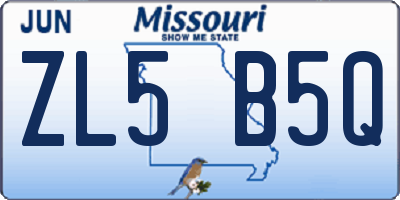 MO license plate ZL5B5Q