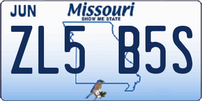 MO license plate ZL5B5S