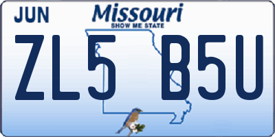 MO license plate ZL5B5U