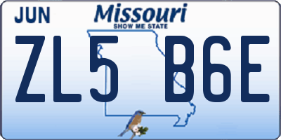 MO license plate ZL5B6E