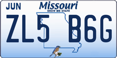 MO license plate ZL5B6G
