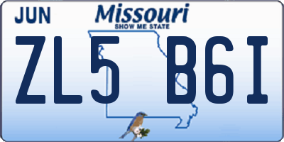MO license plate ZL5B6I