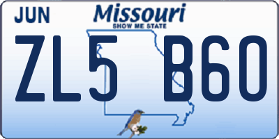 MO license plate ZL5B6O