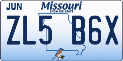 MO license plate ZL5B6X