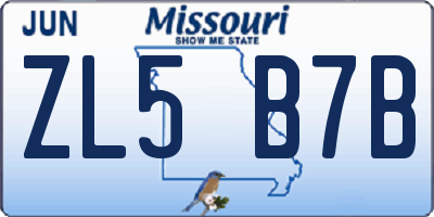 MO license plate ZL5B7B