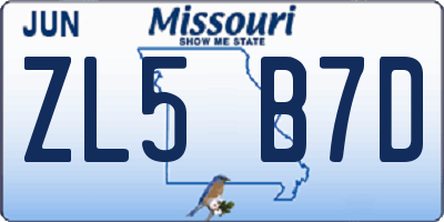 MO license plate ZL5B7D