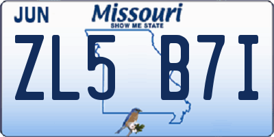 MO license plate ZL5B7I