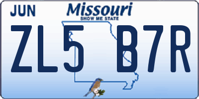 MO license plate ZL5B7R