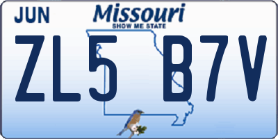 MO license plate ZL5B7V
